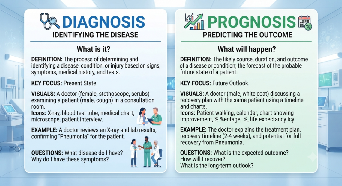 Prognosis diagnosis difference