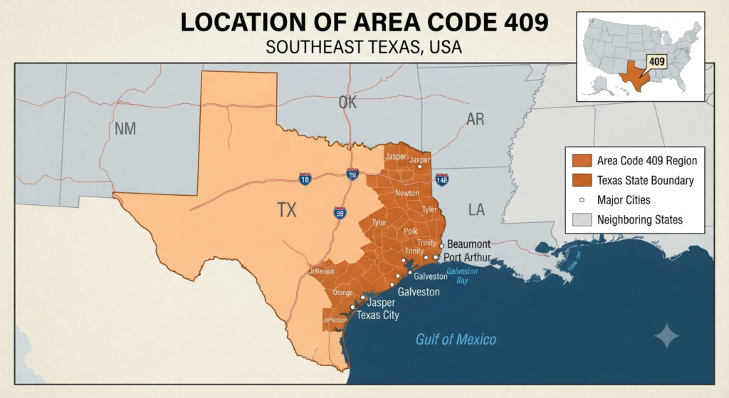 Where is area code 409 located in the us